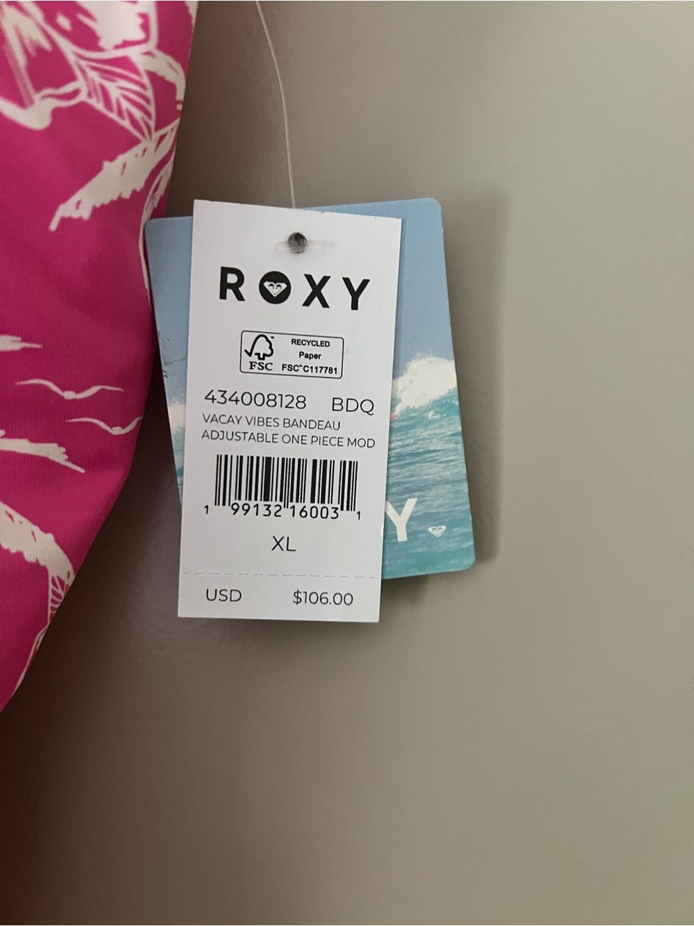 Women’s Tropical Pink One-Piece Swimsuit NWT XL - Picture 4 of 5